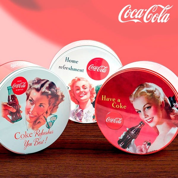 Caixa vintage metálica circular de coca-cola, apenas 7.43 EUR. Frete GRÁTIS 24/48H. ¡Compra o JA!