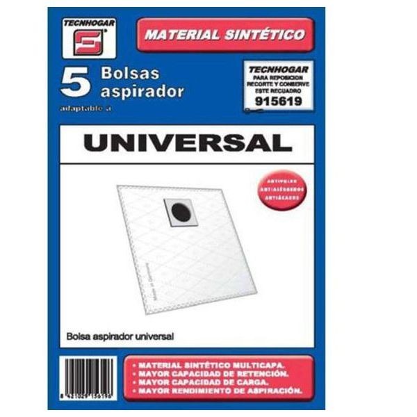 Saco de substituição universal para aspirador de pó Tecnhogar 915619 (5 unidades), apenas 9.58 EUR. Frete GRÁTIS 24/48H. ¡Compra