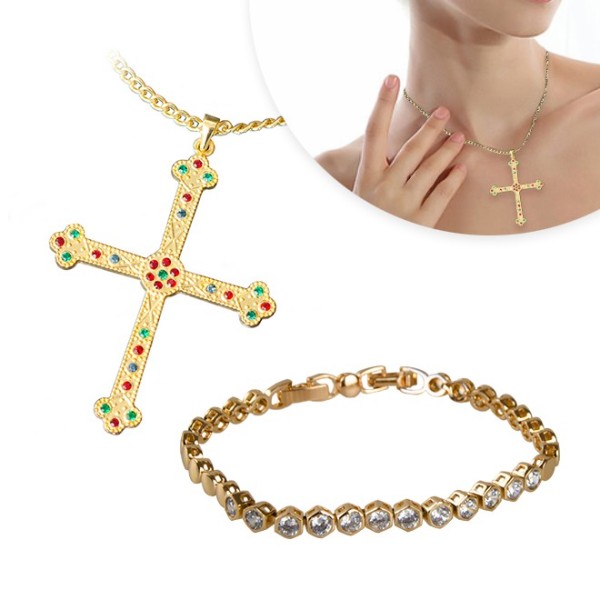 CRUZ COVADONGA + PULSERA CIRCONITAS, apenas 42.90 EUR. Frete GRÁTIS 24/48H. ¡Compra o JA!