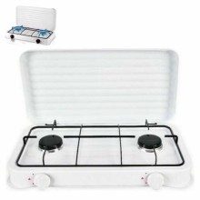 HORNILLO DE GAS DOBLE COM TAMPA BRANCA 4400 W 55 X 7 X 32 CM, apenas 54.90 EUR. Frete GRÁTIS 24/48H. ¡Compra o JA!
